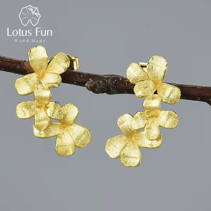Boucles d'oreilles Lotus Fun Flower dans mon jardin, en argent Sterling 925 véritable, bijoux fins faits à la main, cadeau pour femmes, nouvelle collection