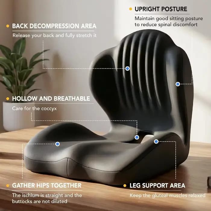 Coussin de siège ergonomique en mousse à mémoire de forme pour chaise de bureau avec support dorsal pour soulager le