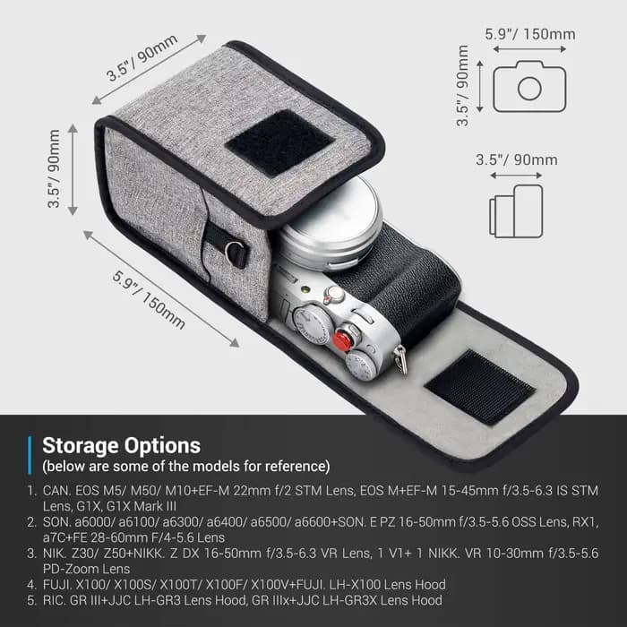 Étui compact pour appareil photo Fujifilm XT30 III X100VI X100 X100S X100F Sony A6600 A6500 A6400 A6000 Nikon Z30 Z50 Canon G1X