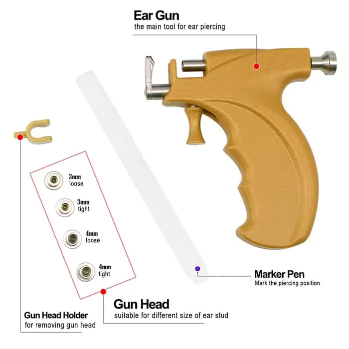 Pistolet de perçage d'oreille professionnel avec goujon d'oreille, kit de machine de bijoux de corps, stérile, antarctique, nombril, hélice