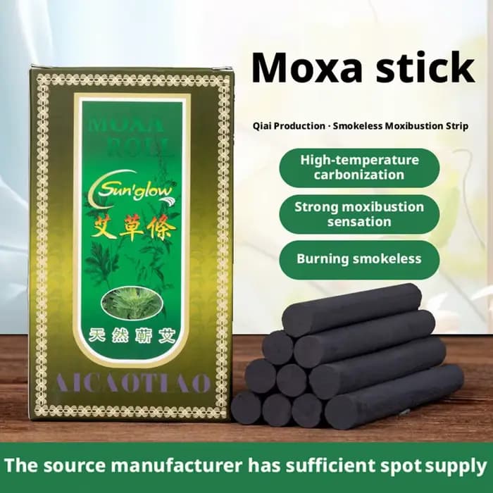 10 pièces/boîte Bâtonnets de Moxa sans fumée en rouleaux d'Armoise sauvage (Artemisia Argy) pour Moxibustion