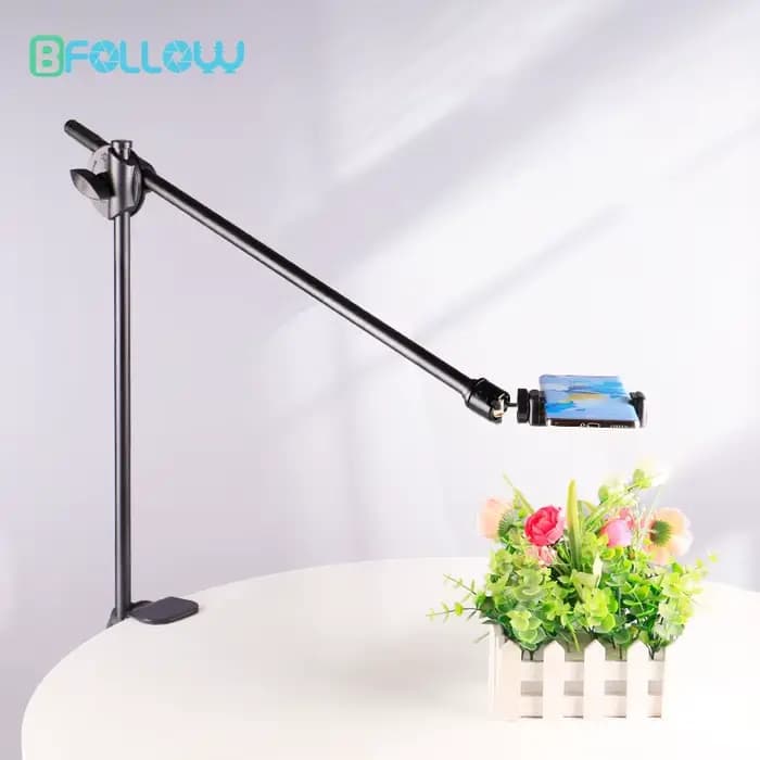 BFOLLOW bras de flèche support de prise de vue aérienne support de pince de bureau pour téléphone portable support de tablette caméra magnétique haut vers le bas vidéo