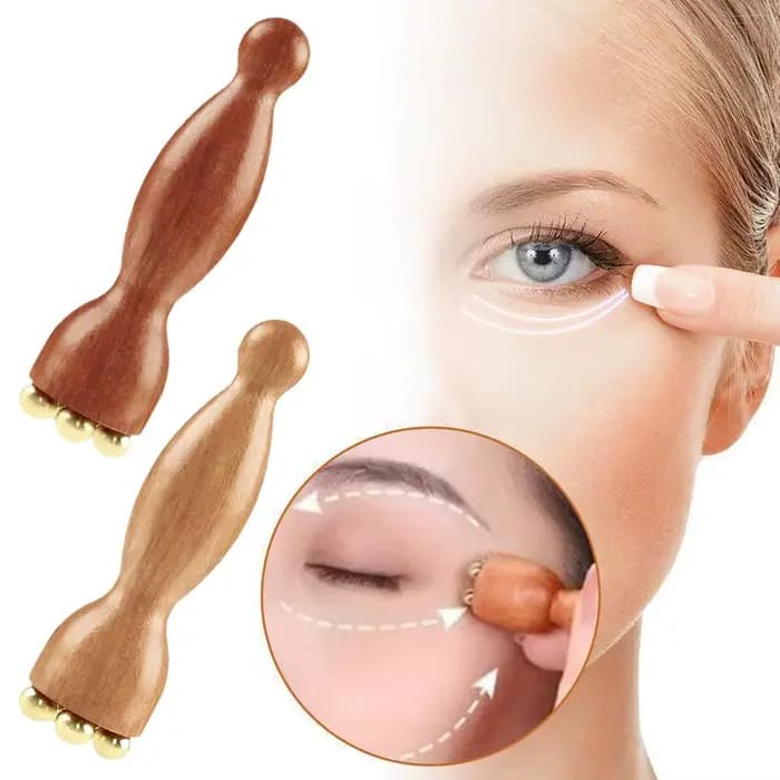Masseur facial, outil de beauté Gua Sha en forme de graine de lotus avec perles en laiton et bois de rose