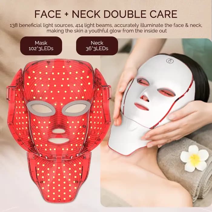Masque facial LED avec traitement lumineux du cou 7 couleurs
