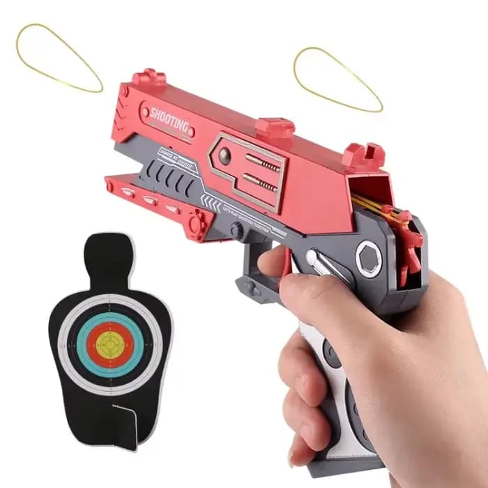 Pistolet à élastiques de combat, lanceur pliable à tir continu, 70 élastiques inclus, blaster à 8 coups