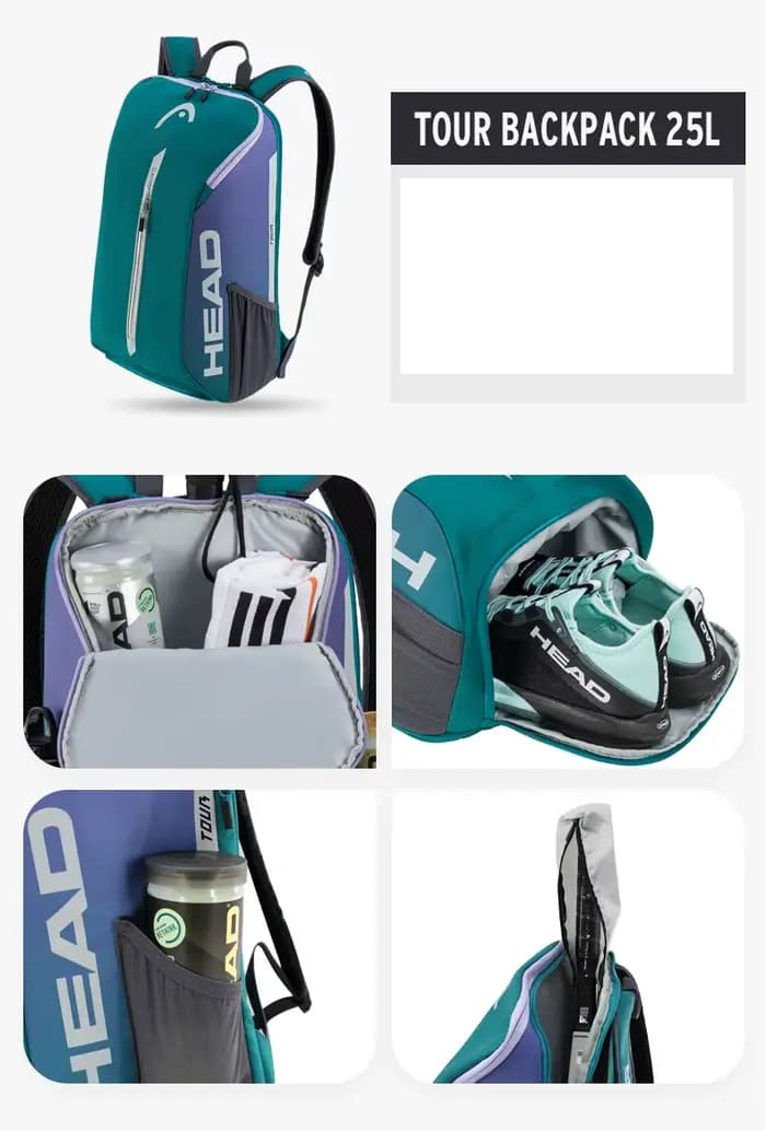 HEAD TOUR série sac à dos de Tennis Original 1-2Pack sac de raquette de Tennis de tête Padel sac à bandoulière de Tennis de plage sac de Tennis de raquette