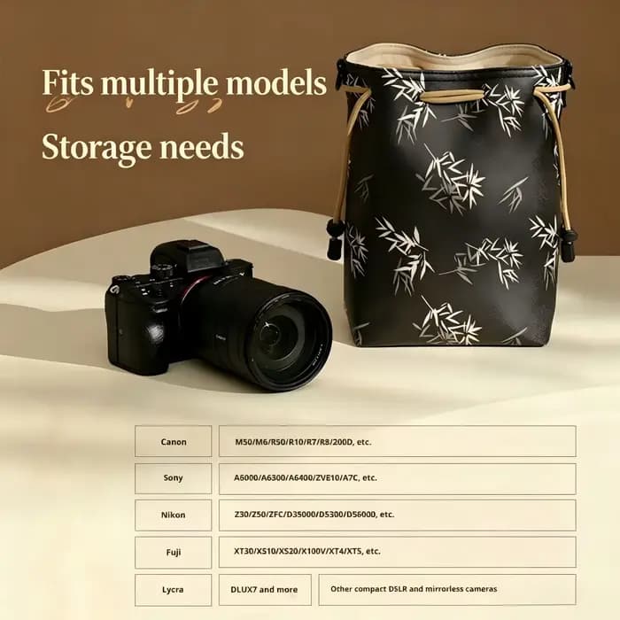 Sac de rangement compact et portable pour appareil photo, pochette bandoulière avec sangle pour appareil photo Canon Nikon Sony Fuji XT5 Leica Olympus Mirrorles