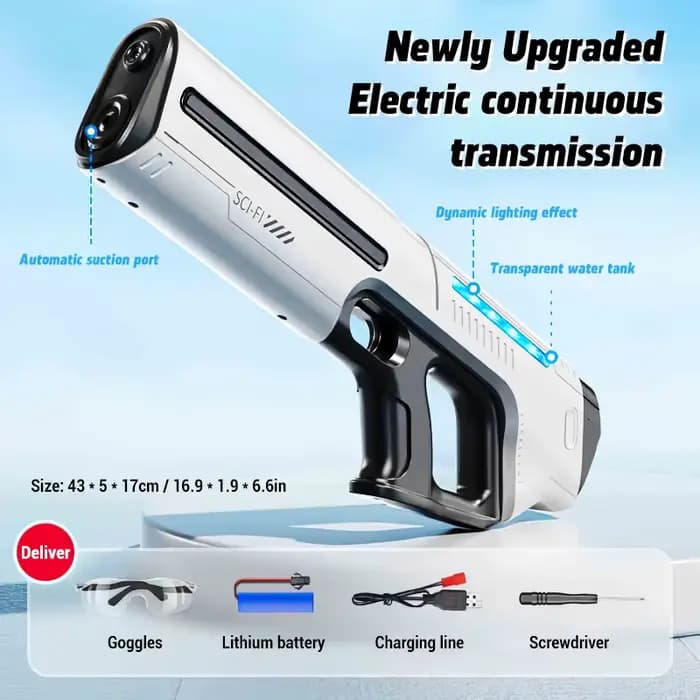 Pistolet de stockage d'eau entièrement automatique pour enfants, jouet électrique absorbant l'eau de grande capacité, jouet d'été en plein air, cadeau