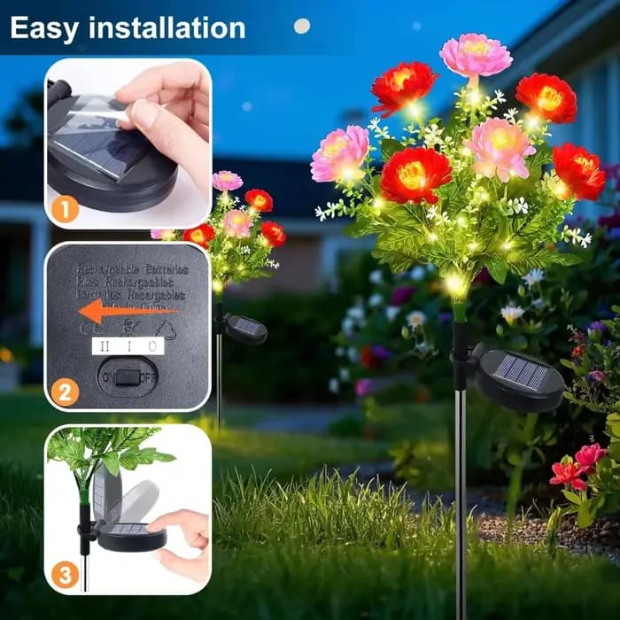 Lampes solaires d'extérieur, éclairage de jardin, lampes de pelouse en forme de lotus de neige, décoratives pour patio, fête, mariage
