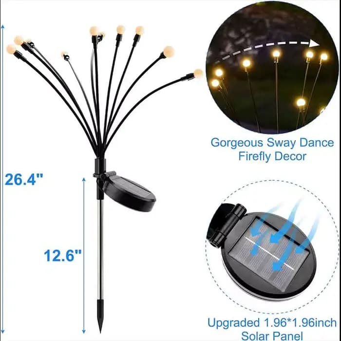 Lampes de jardin-nouvelles lumières lucioles à énergie solaire améliorées lumières de jardin Vibran étanches extérieures pour la décoration
