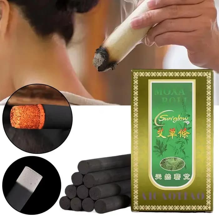 10 pièces/boîte Bâtonnets de Moxa sans fumée en rouleaux d'Armoise sauvage (Artemisia Argy) pour Moxibustion