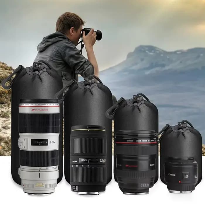 Pochette d'objectif d'appareil photo en néoprène souple et étanche pour objectif d'appareil photo, étui pour Canon Sony pour la plupart des appareils photo reflex numériques