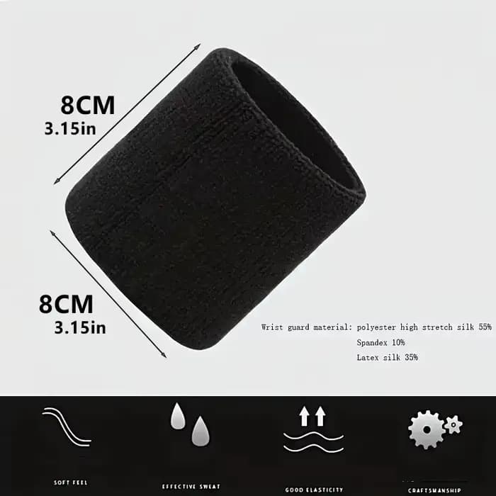Lot de 1 à 4 paires de bandeaux de poignet en coton respirant, absorbants la transpiration, pour le tennis, le football, le basketball, la course à pied et la gym