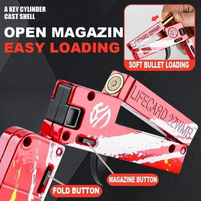 Nouvelle pistolet jouet pliable en métal amélioré avec câble USB, balles souples, modèle de tir en alliage pour adultes et enfants, objet de collection