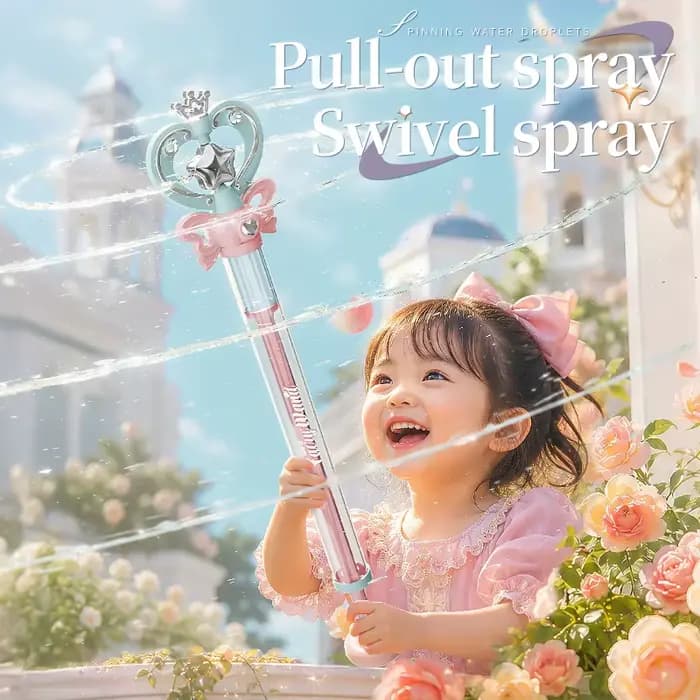 Pistolet à eau magique en forme de baguette de fée, jouet aquatique scintillant pour l'été, pour enfants et adultes, cadeau d'anniversaire, canon à eau pour bataille aquatique