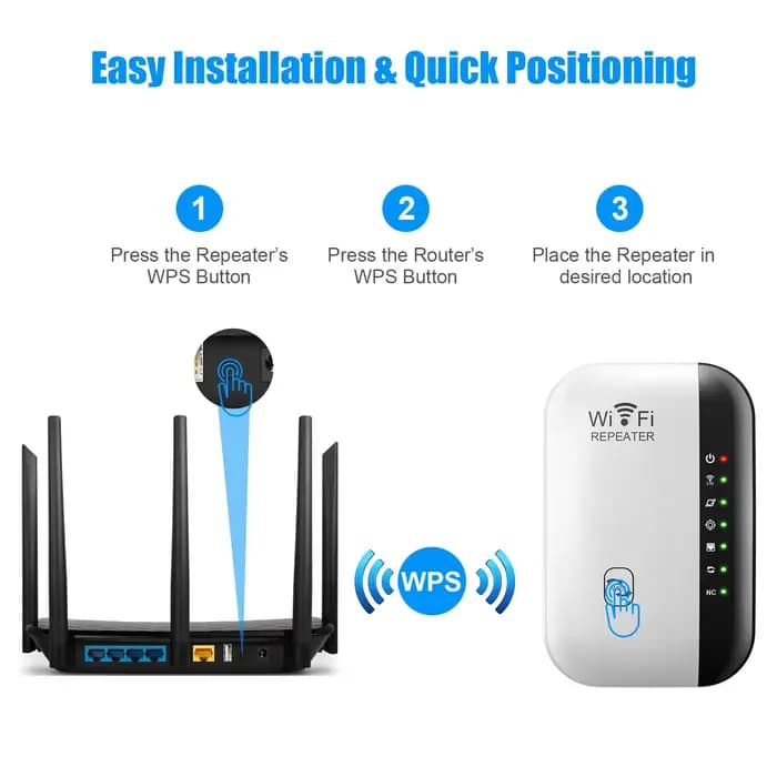 Répéteur WiFi sans fil pour PC, 300Mbps, extension WiFi, amplificateur, booster, routeur, stérilisation, 11N WPS, longue portée, 7 lumière d'état