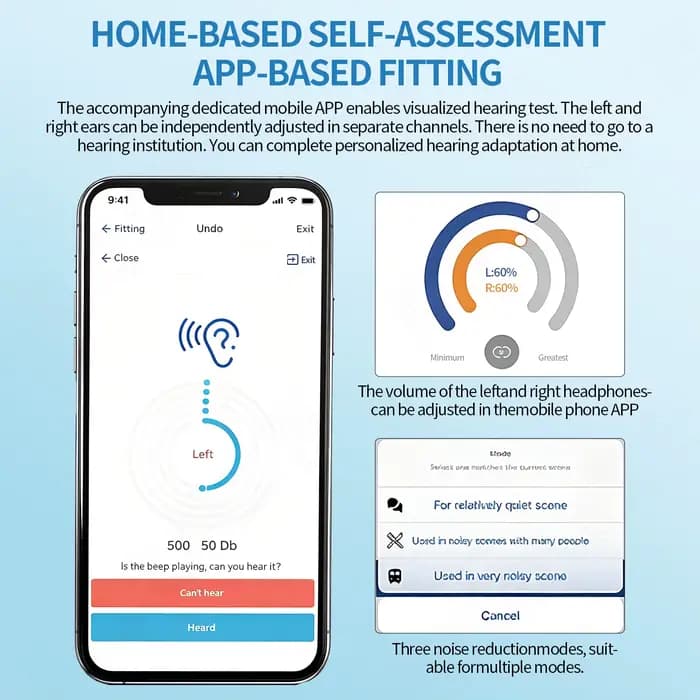 Aide auditive avec contrôle par application Bluetooth, rechargeable, pour la surdité, haute qualité, ajustement invisible, réduction du bruit, Audifonos