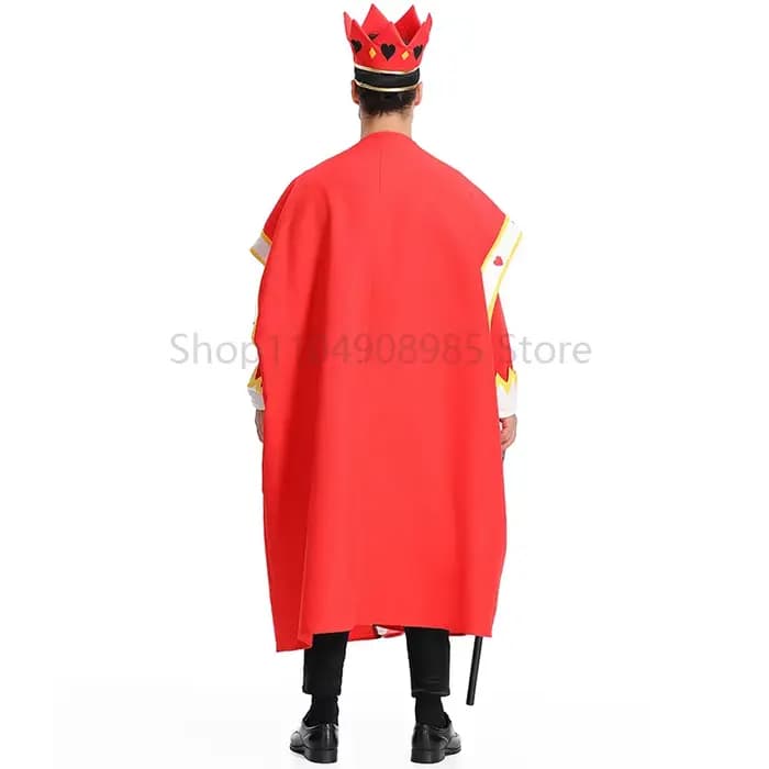 Costume de roi rouge pour adultes, pour Halloween, Robe de Cosplay de roi Poker, Costume de couronne, tenue de fête de carnaval pourim