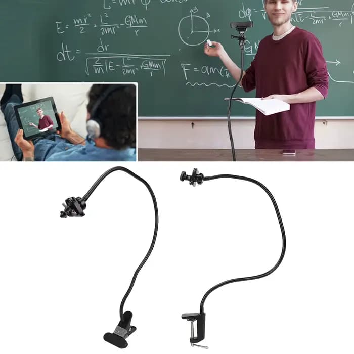 Support de caméra à bras flexible, support col de cygne compatible avec les caméras C922, C930e, C920S, C920, C615, C960, C920x, support de bureau pour webcam à bras flexible