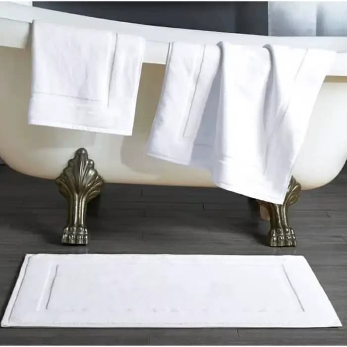 Serviette de sol blanche épaisse 100% coton, douce, antidérapante, absorbant l'eau, tapis de SPA pour hôtel, maison, salle de bain, baignoire, lavable, 50x80cm