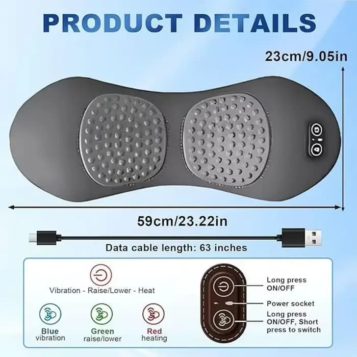 Masseur dorsal 3-en-1 avec fonction de soulagement pour le sommeil