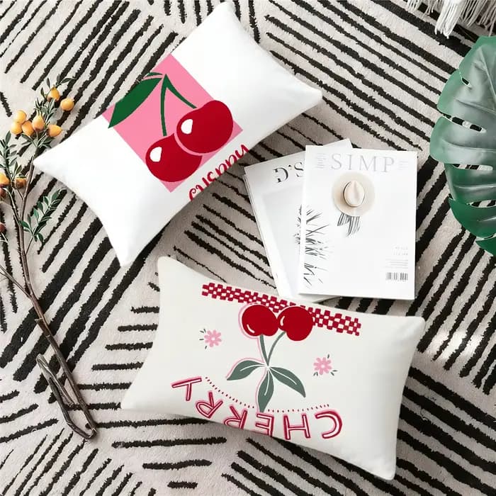 CHERRY – housse de coussin rectangulaire, dessin animé, pour la maison, le canapé, le salon, le dortoir, le chevet, cadeau de fête