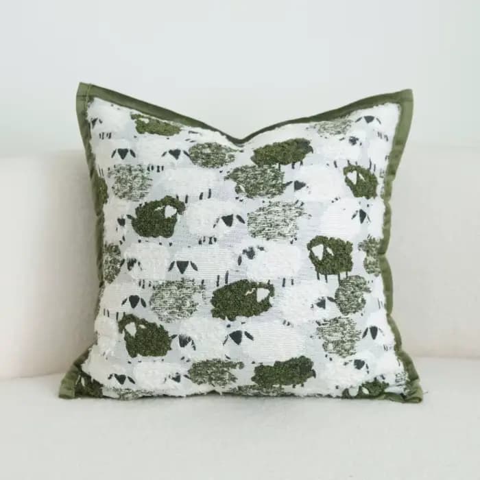 Housse de coussin verte de luxe moderne, tissu texturé granulaire, taie d'oreiller pour canapé, décoration géométrique jacquard verte vintage pour la maison