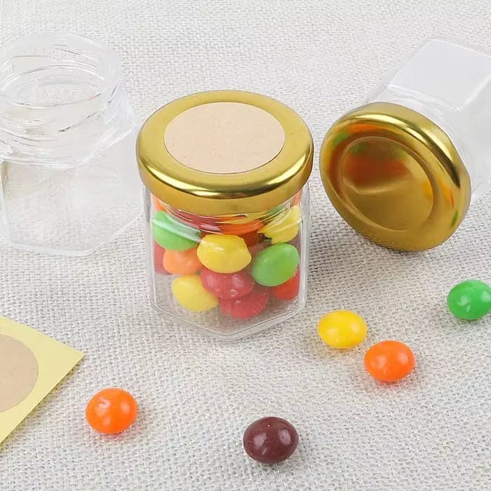 Bocaux Hexagonaux en Verre de Qualité Alimentaire Premium Mini Pots avec Légumes pour Cadeaux, Faveurs de Mariage, Miel, Confitures et Plus