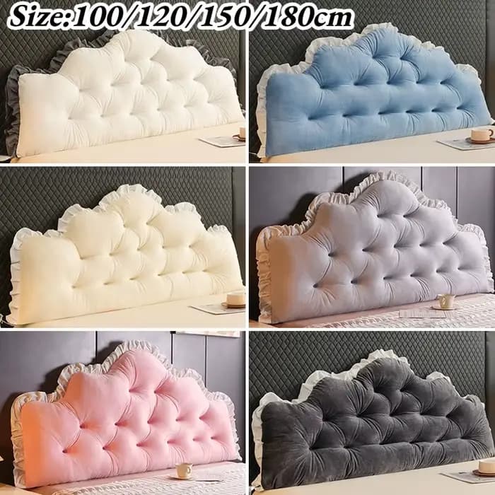 Coussin de tête de lit en velours uni de style européen, doux et confortable, oreiller de lecture avec garniture en dentelle, coussin de lit décoratif