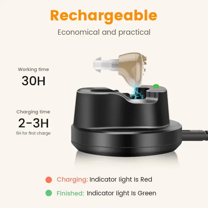 Aide auditive rechargeable OTC, longue durée de vie de la batterie, réduction intelligente du bruit, excellent confort, aide auditive presque invisible