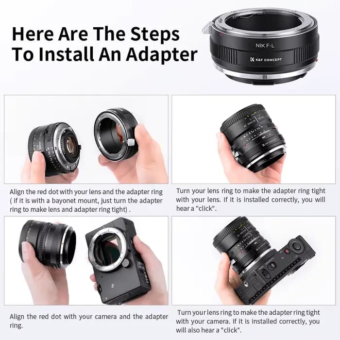 Adaptateur d'objectif K&F CONCEPT Nik-L pour objectif Nikon F AI vers boîtier d'appareil photo Leica Panasonic L pour Leica SL SL2 T TL2 Panasonic