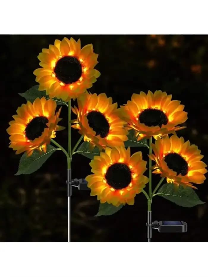 Lampe de tournesol à énergie solaire, LED étanche, pour l'extérieur, insertion au sol, lampe de pelouse, décoration de jardin, de cour
