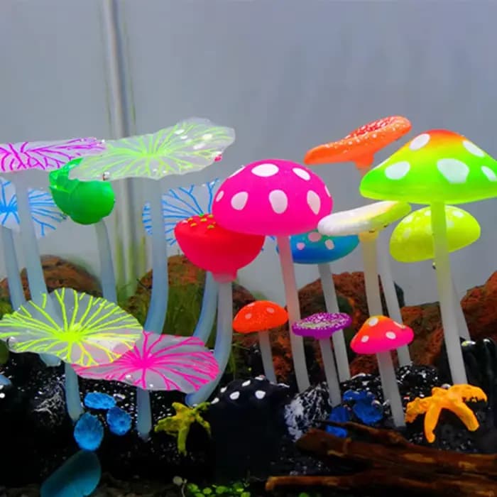 Feuille de Lotus champignon Fluorescent artificiel corail récif brillant Lotus pierres lumineuses aquariums Aquarium décoration lumineuse