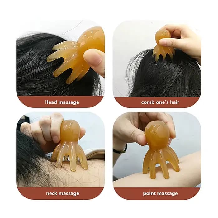 Lot de 2 peignes en résine en forme de pieuvre pour massage de la tête