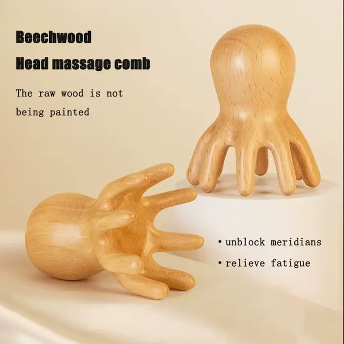 Peigne de massage en bois de hêtre Octopus pour le dos et le corps