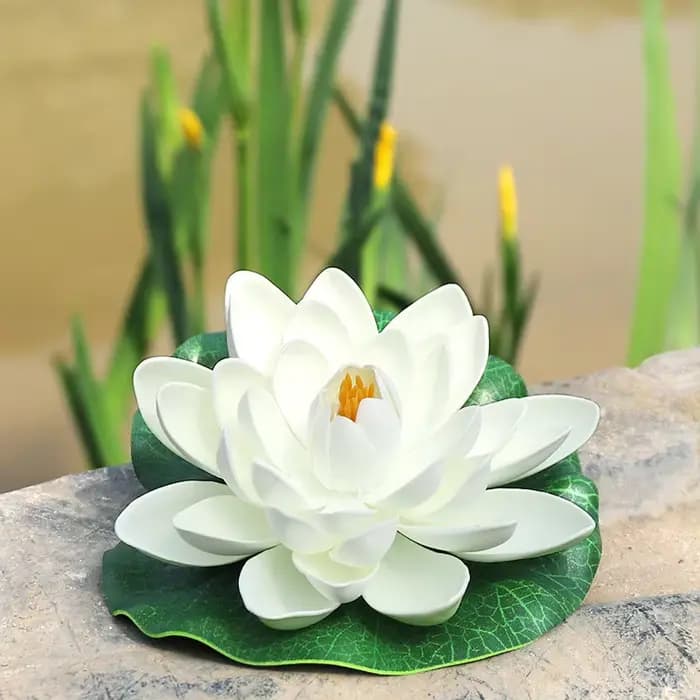 Décoration de piscine de fleurs artificielles, feuille de Lotus et de Lotus, aménagement paysager de plantes vertes, accessoires flottants pour aquarium, nénuphar, 1/2 pièces