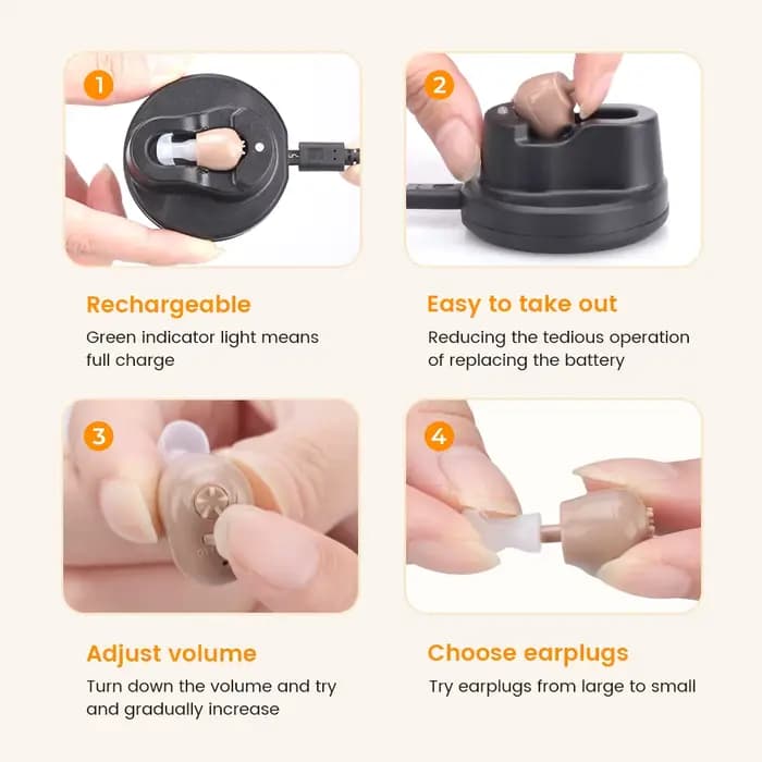 Aide auditive rechargeable OTC, longue durée de vie de la batterie, réduction intelligente du bruit, excellent confort, aide auditive presque invisible