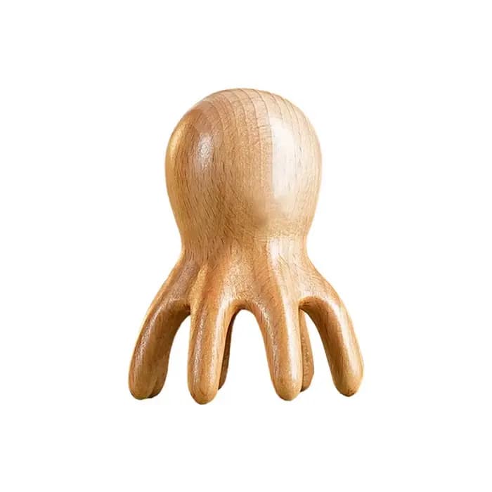 Peigne de massage en bois de hêtre Octopus pour le dos et le corps