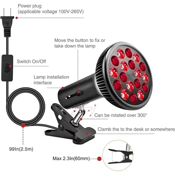 Lampe de luminothérapie rouge pour le visage, dispositif de luminothérapie infrarouge pour les articulations musculaires, outils de santé de la peau des instituts oto, 54W, 660nm, 850nm