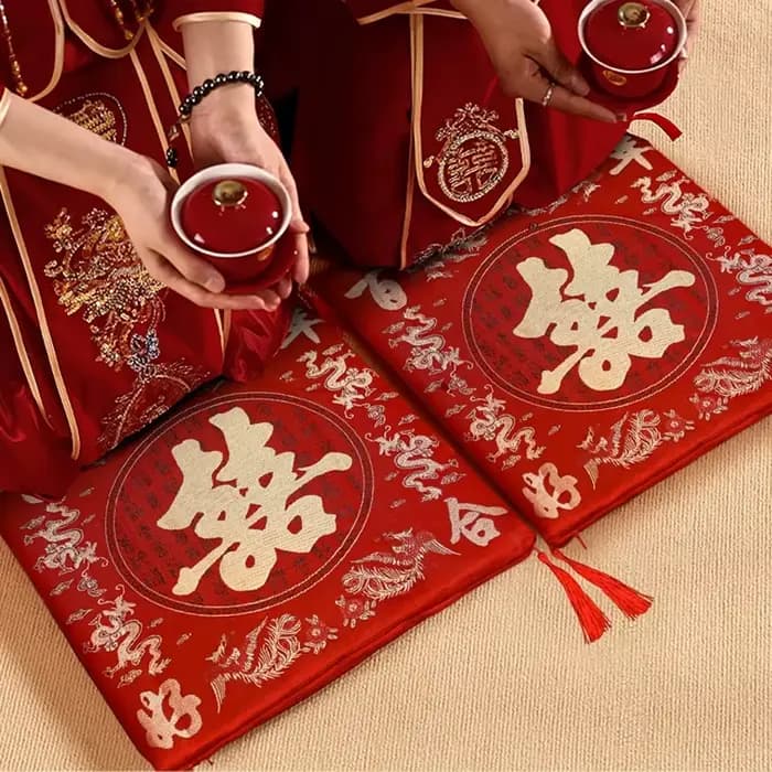 Coussin de siège de mariage de Style chinois, 2 pièces, rouge, cadeaux de mariage du nouvel an, coussin à genoux, baie vitrée, canapé, décoration de maison, oreillers