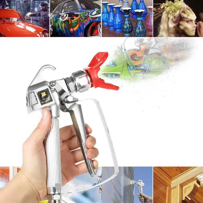 Pistolet de pulvérisation de peinture sans air haute pression rouge 3600 PSI avec buse de pulvérisation 517 et protection de buse, pulvérisateur à pompe et machine de pulvérisation sans air