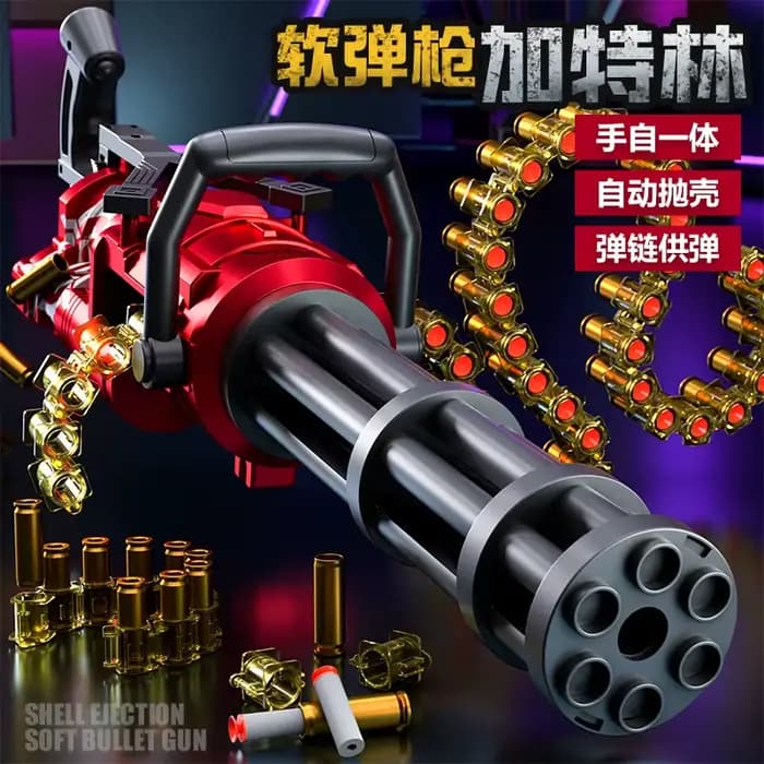 Chaîne de balle intégrée main et corps, coque rotative Gatling, pistolet à balle souple, peut pompier, jouet pour garçon, modèle de mitrailleuse