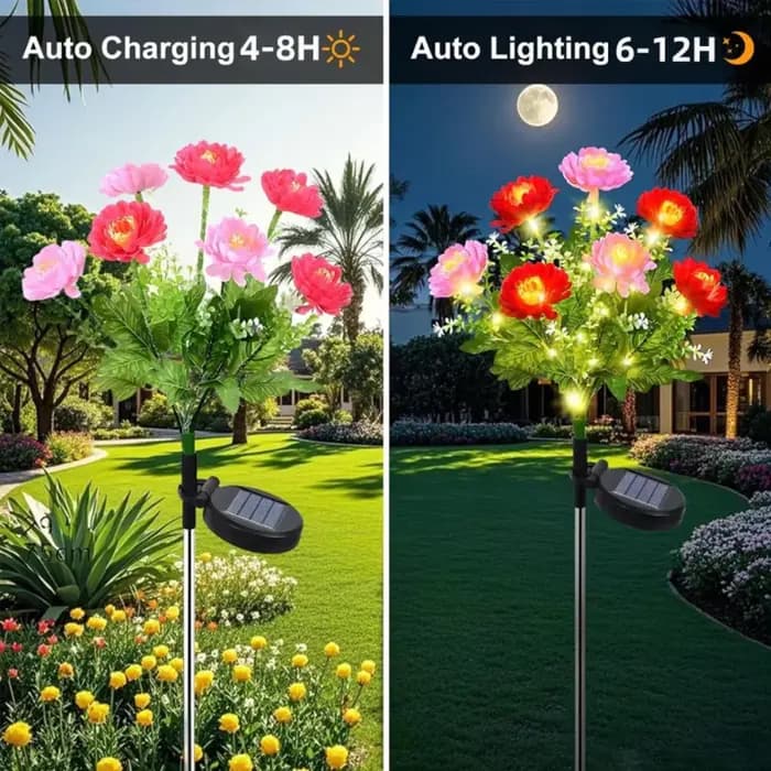  Lampes solaires d'extérieur, éclairage de jardin, lampes de pelouse en forme de lotus de neige, décoratives pour patio, fête, mariage