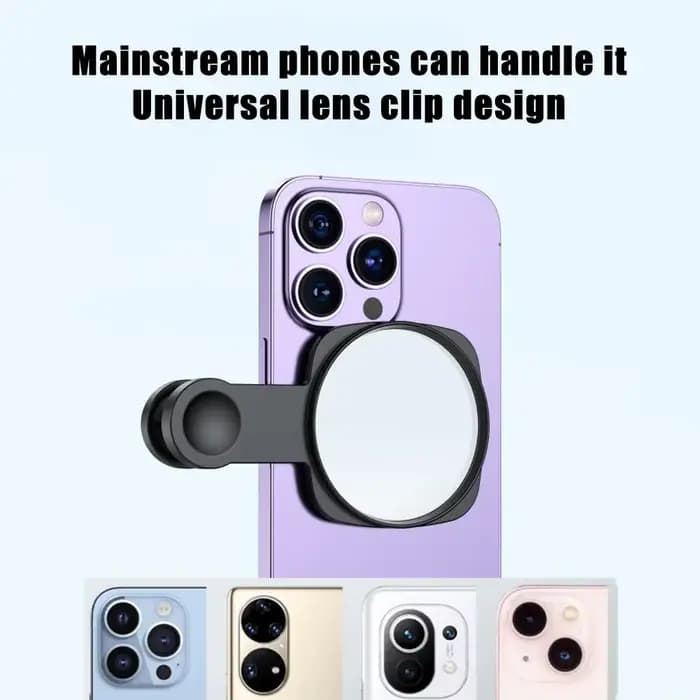 Kit d'objectif d'appareil photo pour smartphone avec miroir selfie et clip pour iPhone Samsung, accessoires pour diffusion en direct, photos, vidéos, selfies et vlogs
