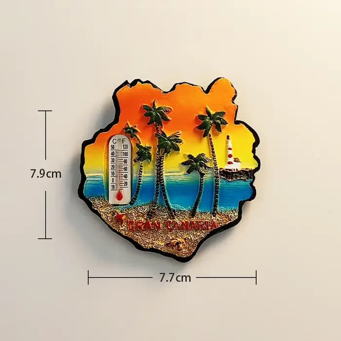 Espagne, Gran Canaria, Coucher de soleil, Stéréoscopique 3D, Souvenirs touristiques, Peinture en résine, Décoration intérieure, Aimants de réfrigérateur