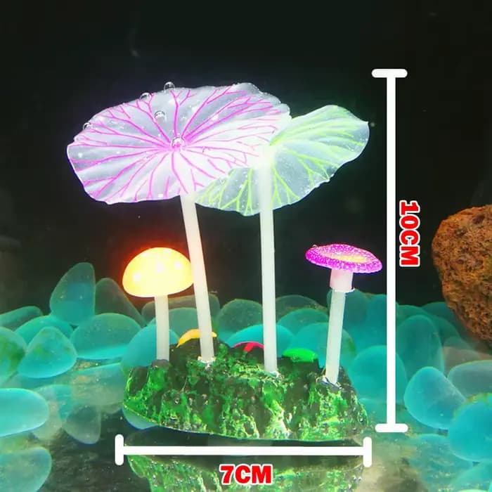 Feuille de Lotus champignon Fluorescent artificiel corail récif brillant Lotus pierres lumineuses aquariums Aquarium décoration lumineuse